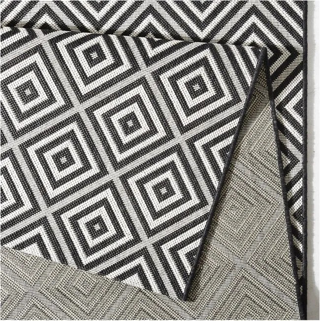 Черно-бял килим за открито , 80 x 150 cm Karo - NORTHRUGS