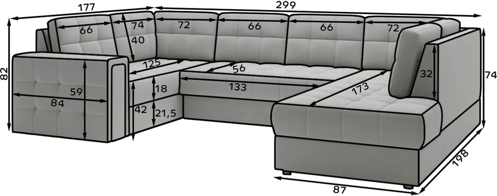Ъглов диван Bale U-Бежов-Ляв
