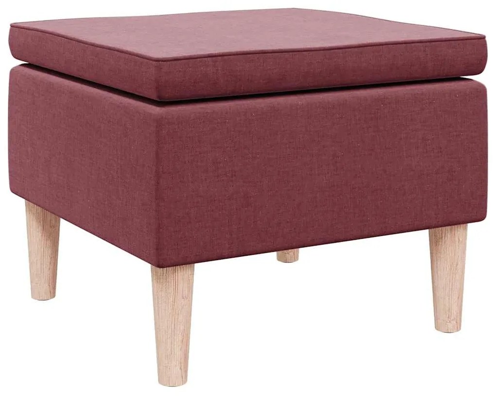 329449 vidaXL Табуретка с дървени крака, виненочервена, текстил