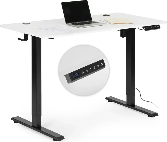 Електрическа работна маса с регулируема височина и черни крака - 120 x 60 cm Кафяво