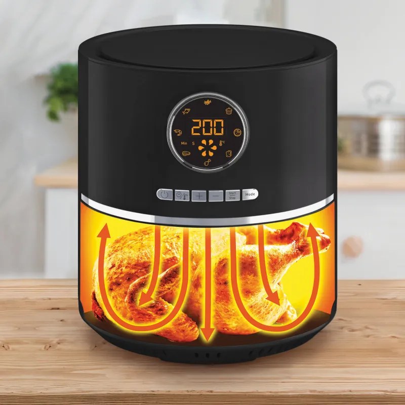Фритюрник с горещ въздух Tefal Easy Fry Ultra EY1118, 1200W, 4.2 л, 8 програми, Таймер, 6 степени, До 200C, Черен