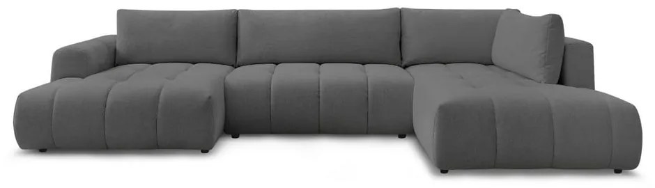 Тъмносив сгъваем/с място за съхранение ъглов диван (десен ъгъл/U форма) Fuji – Bobochic Paris