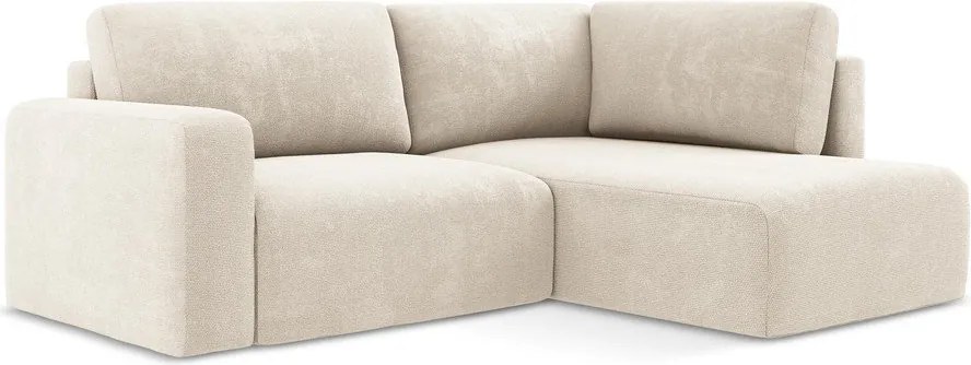 Кремав шенилов сгъваем/с място за съхранение ъглов диван (десен ъгъл/L форма) Kona – Makamii