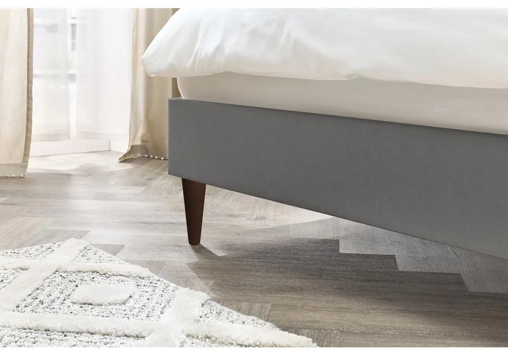 Антрацитно тапицирано двойно легло с решетка 160x200 cm Sary - Bobochic Paris