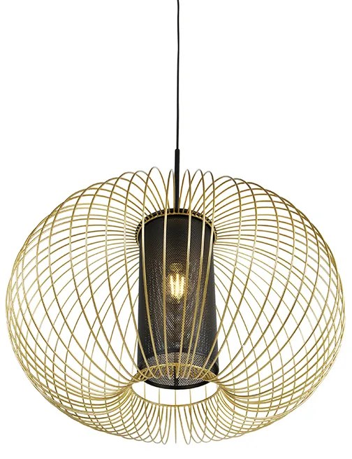 Дизайнерски висящ аплик златен с черен 60 см - Marnie