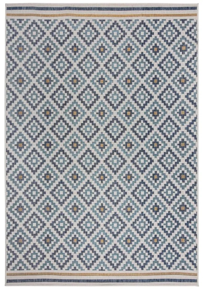 Жълто-син килим за открито и закрито 200x290 cm Zia Trellis – Flair Rugs