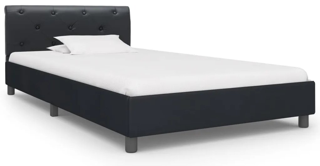 284877 vidaXL Рамка за легло, черна, изкуствена кожа, 100x200 cм