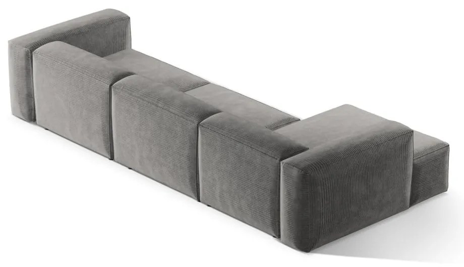 Светлосив ъглов диван от рипсено кадифе (ляв ъгъл) Bergamo – Cosmopolitan Design