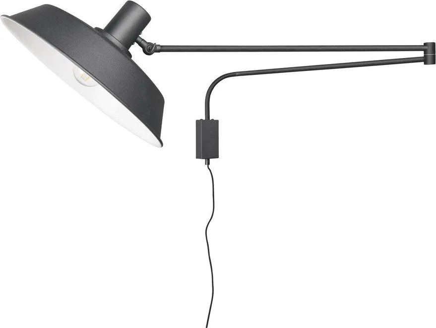 Матово черно стенна лампа с огъваща се структура за контакт ø 35,5 cm Bolder – Trio