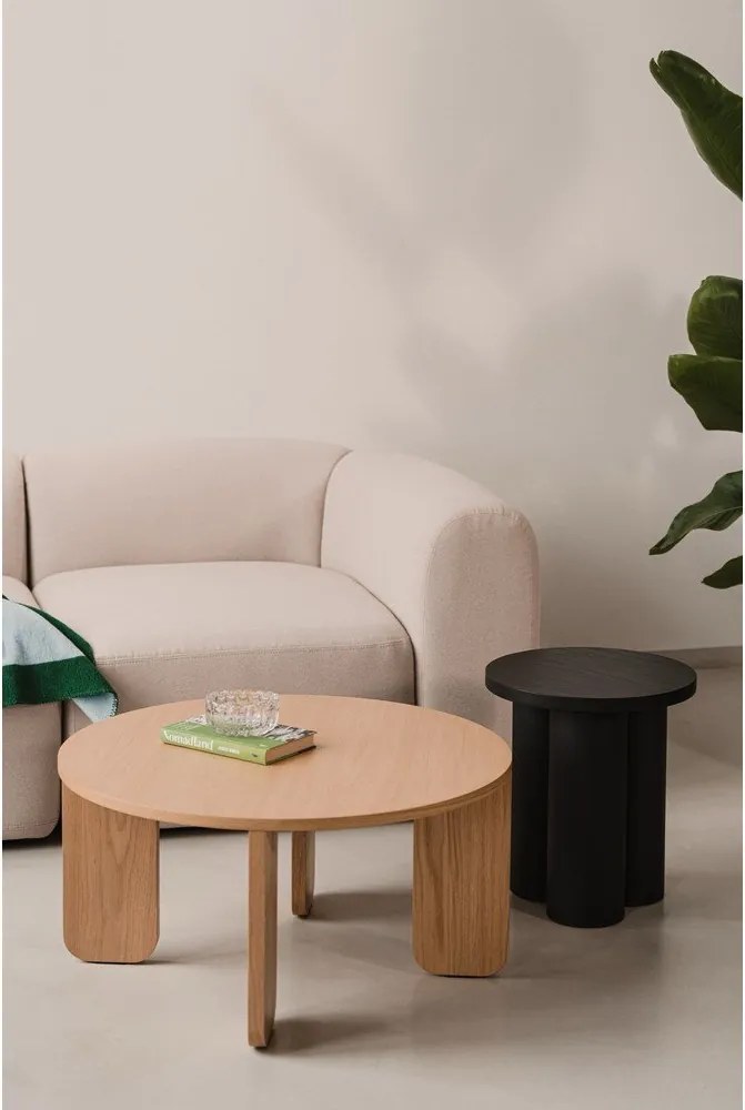 Черна кръгла масичка за кафе с дъбов плот ø 75 cm Kuvu – noo.ma