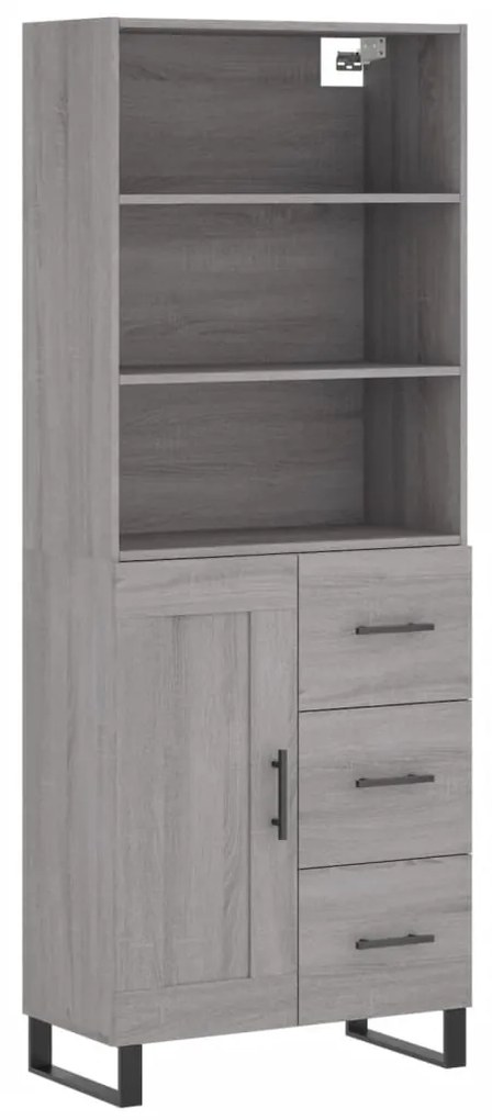 3190051 vidaXL Висок шкаф, сив сонома, 69,5x34x180 см, инженерно дърво