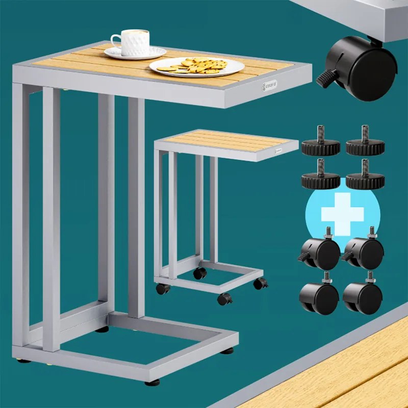 Странична масичка с WPC плоскост - 65,5 x 50 x 40 cm Бял