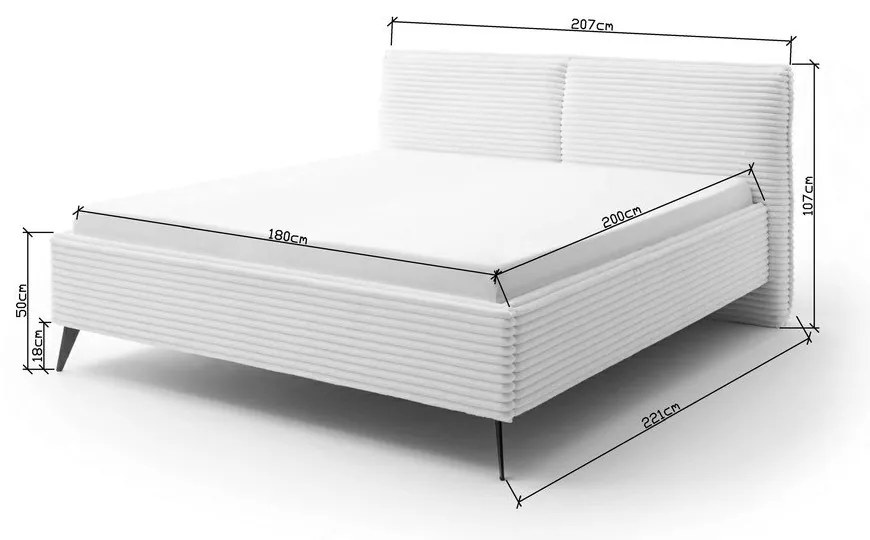 Бежово двойно легло 180x200 cm тапицирано без ламелно дъно Matera – Meise Möbel