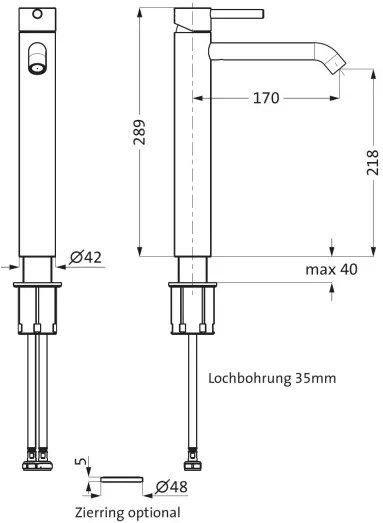 Кран за умивалник Herzbach Deep Large