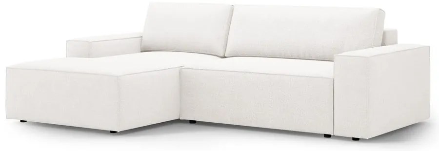 Бял разтегателен ъглов диван от букле (ляв ъгъл) Jodie – Micadoni Home