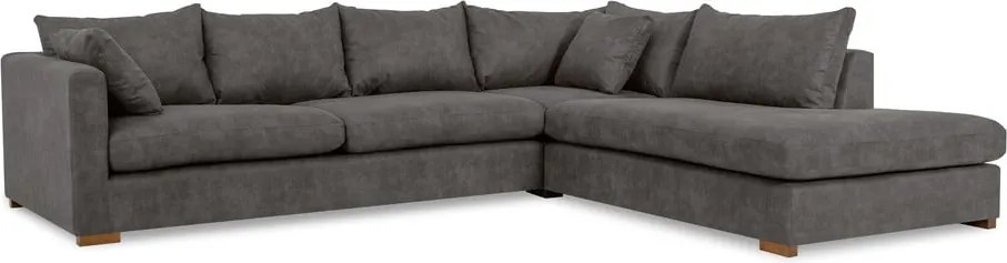 Антрацитен ъглов диван от изкуствена кожа (десен ъгъл) Hamburg – Scandic