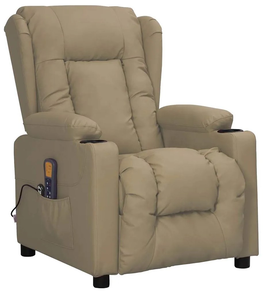 3093452 vidaXL Изправящ масажен стол, капучино, изкуствена кожа