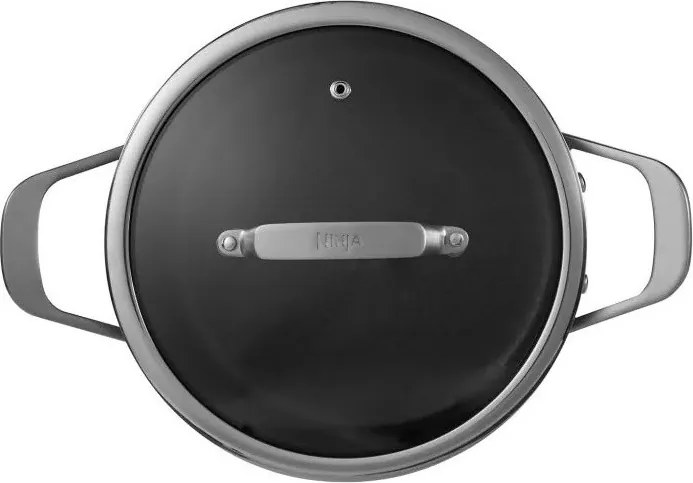Комплект тенджери Ninja ZeroStick C33300DE, 6 части, До 260°C, Незалепващо покритие, Без PFAS, Стъклен капак, Индукция, Черен