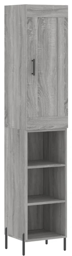 3200335 vidaXL Висок шкаф, сив сонома, 34,5x34x180 см, инженерно дърво