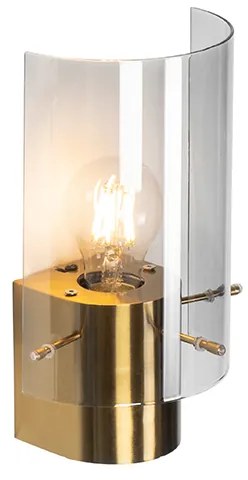 Винтидж стенна лампа месинг с опушено стъкло - Vidra