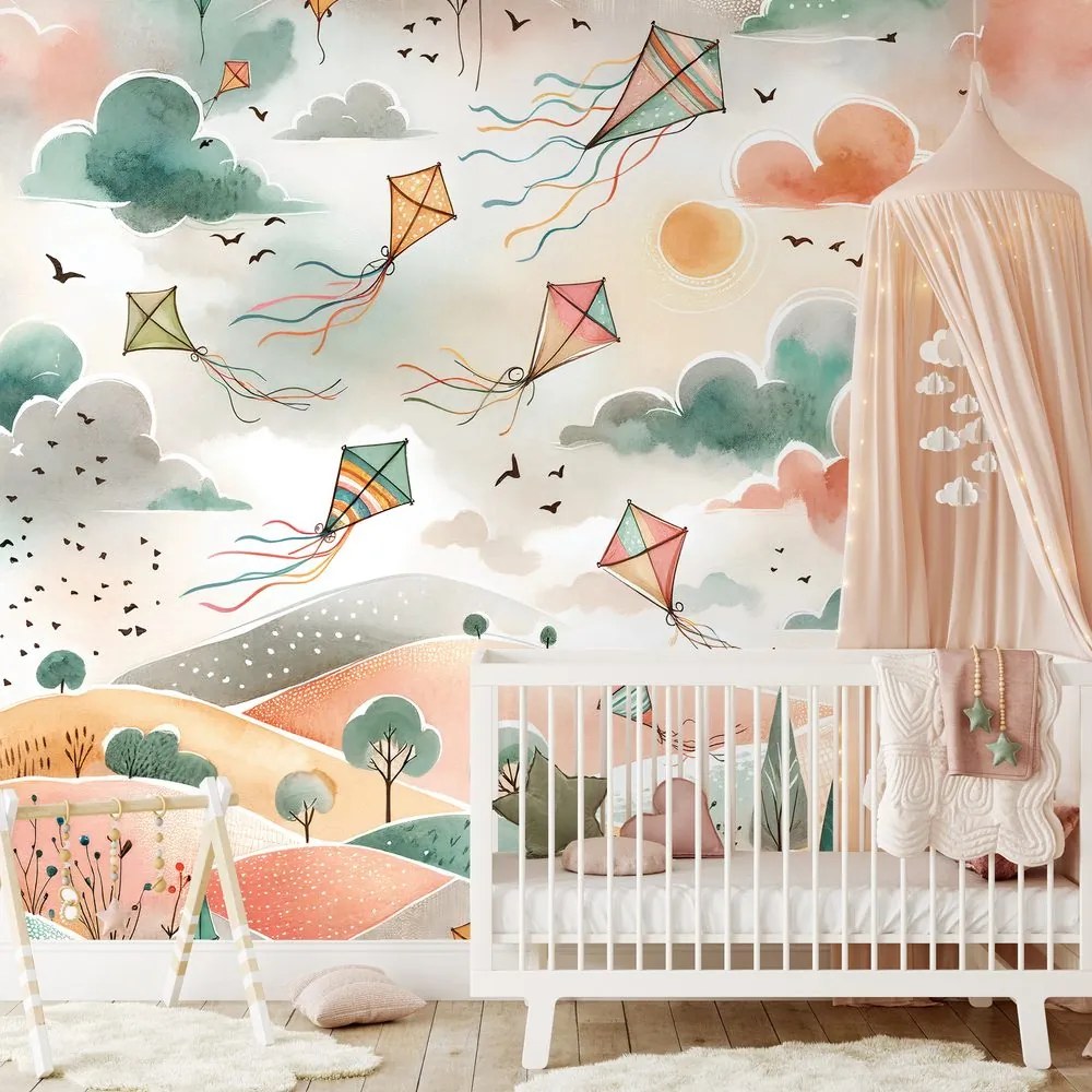 Тапет – Пастелни летящи хвърчила в небето