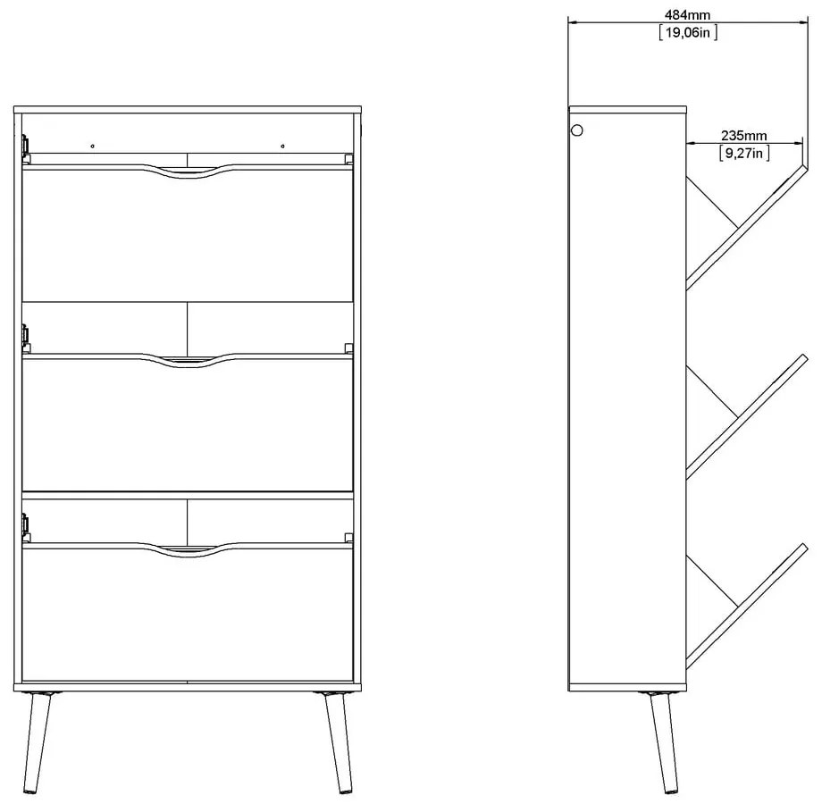 Шкаф за обувки в дъбов декор Oslo - Tvilum