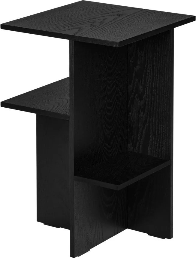 Черно нощно шкафче от декор от дъб с рафтове Atik – noo.ma
