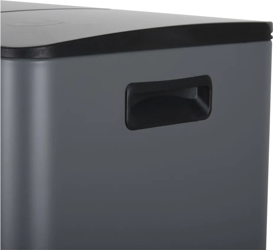 Тъмносиво стоманено кошче за боклук 2x20 l за рециклиране с педал Aliya – Spirella