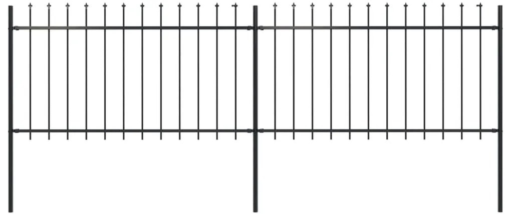 Градинска ограда с пики, стомана, 3,4x1 м, черна