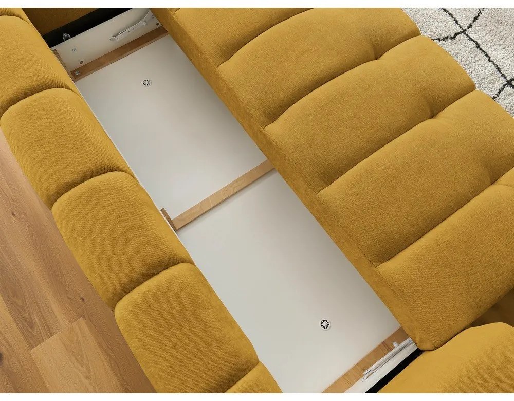 Сгъваем/с място за съхранение диван в цвят горчица 251 cm Fuji – Bobochic Paris