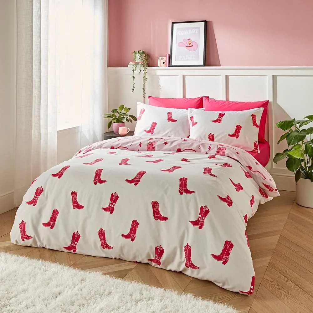 Розово двойно спално бельо 200x200 cm Cowgirl Boot – Sassy B