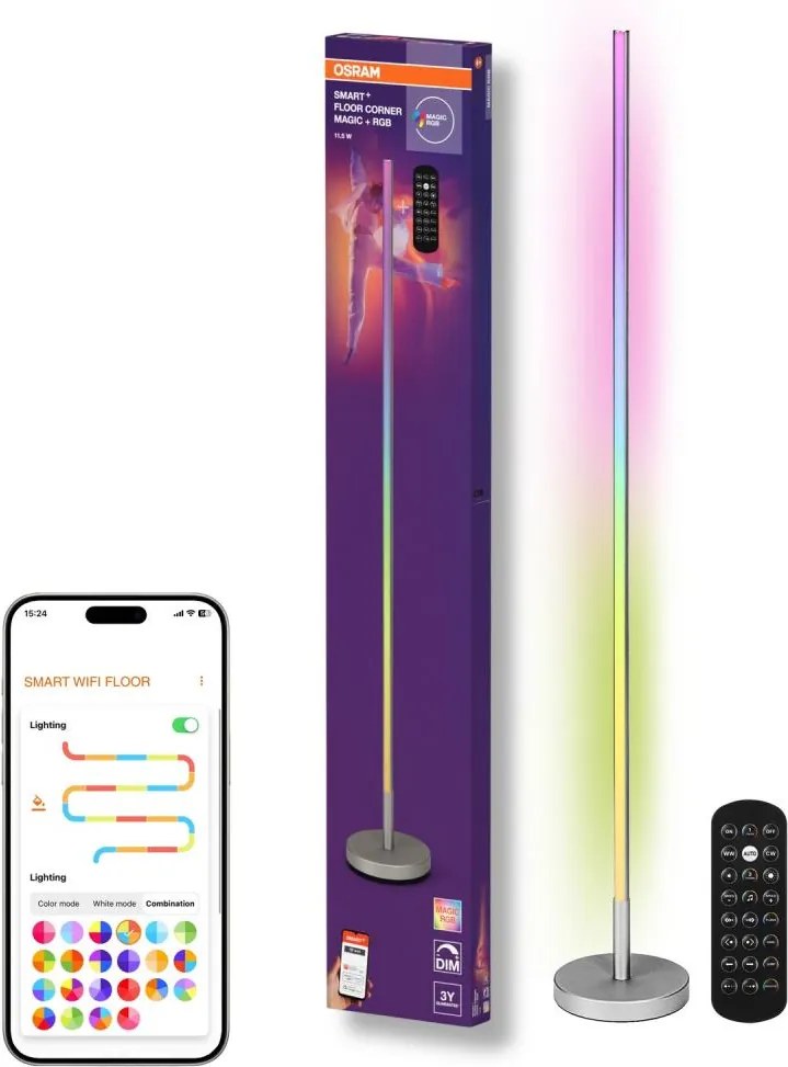 Osram - LED RGBW димируема подова лампа SMART+ MAGIC LED/11,5W/230V, сребриста, Wi-Fi+DO