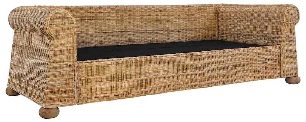 283074 vidaXL 3-местен диван с възглавници, естествен ратан
