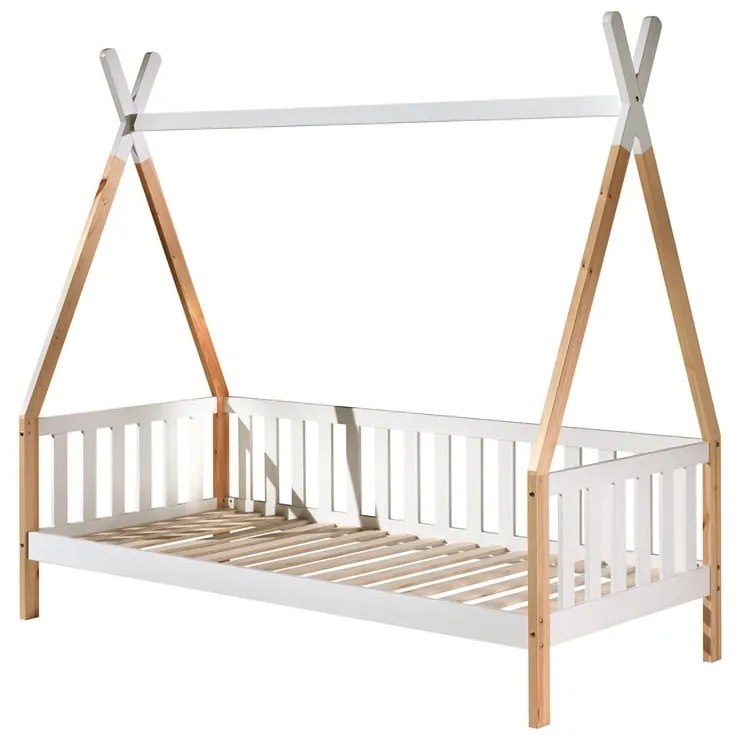 Бяло детско легло къща от масивен бор с място за съхранение 90x200 cm TIPI – Vipack