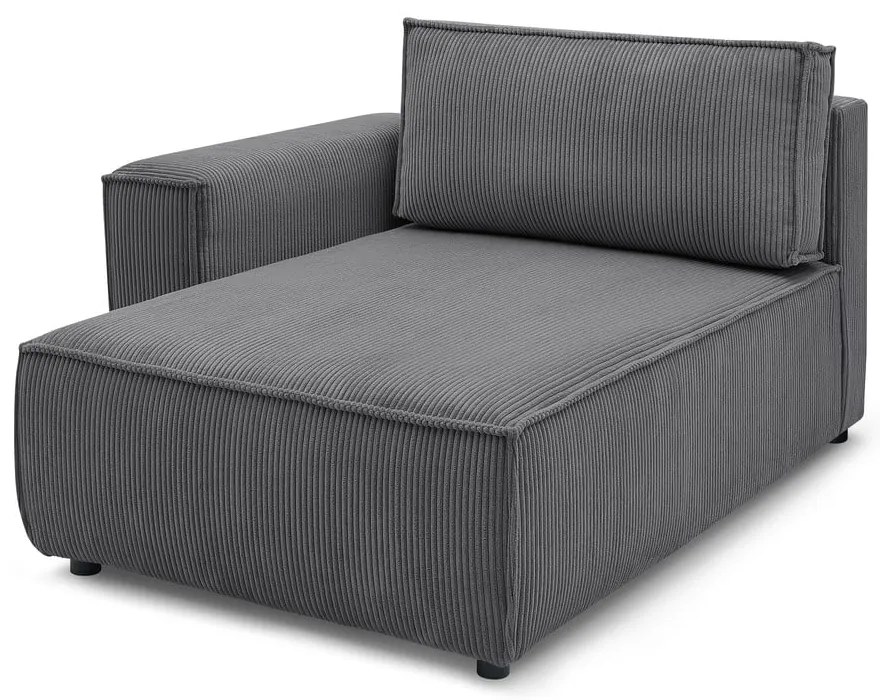 Тъмносив модул за диван от велур, ляв ъгъл Nihad modular - Bobochic Paris