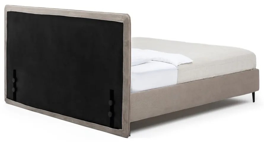 Двойно тапицирано кафяво-сиво легло с включена подматрачна рамка 160x200 cm Noira Slim – Bonami Selection