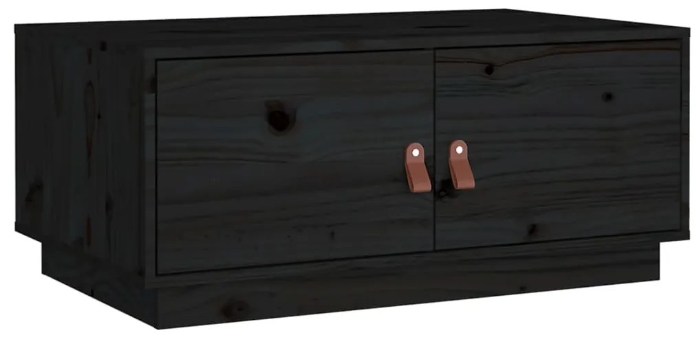 818254 vidaXL Кафе маса, чернa, 80x50x35 см, борово дърво масив