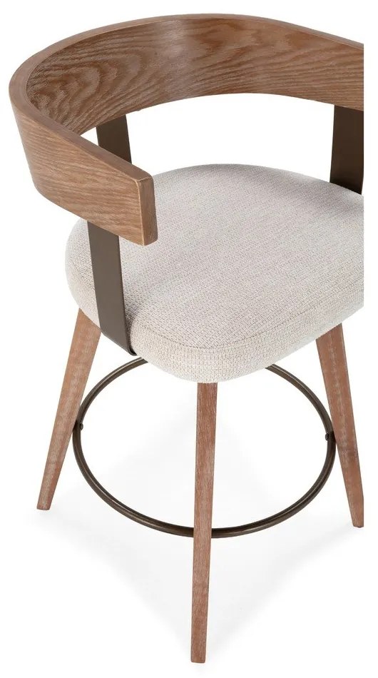 Кремави/в естествен цвят тапицирани бар столове в комплект с подлакътници 2 бр. Ilia – MOME