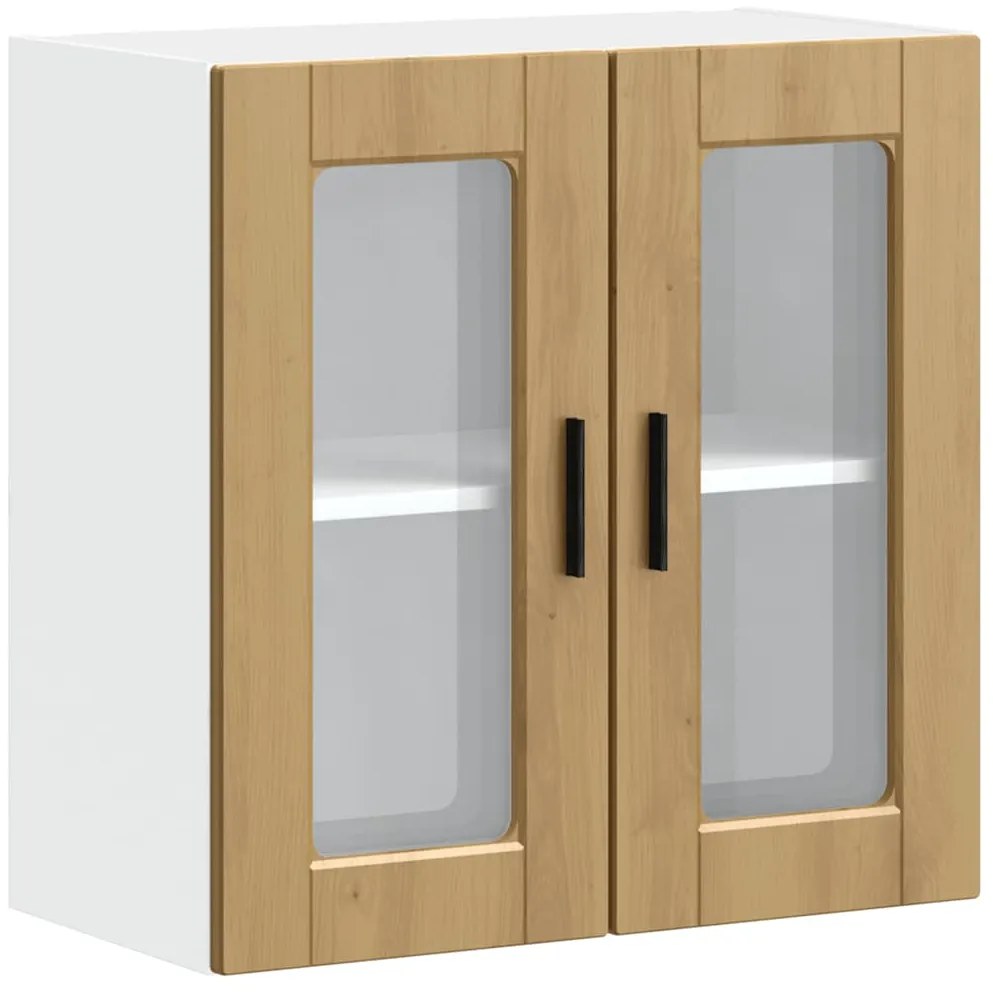 854156 vidaXL Кухненски стенен шкаф със стъклена врата Porto дъб артизан