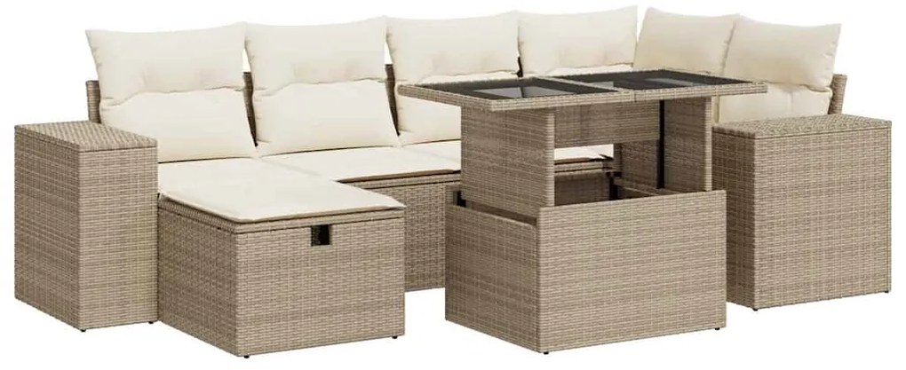3327938 vidaXL Градински диван с възглавници, 8 части, бежов полиратан