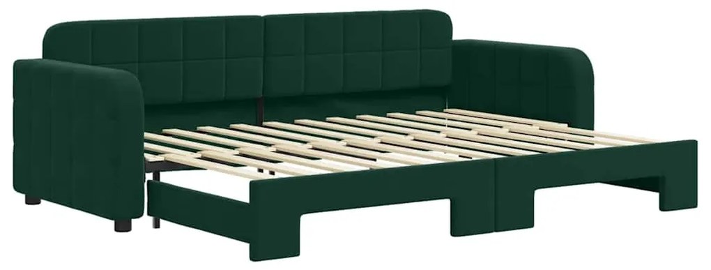 3196924 vidaXL Канапе с изтеглящо легло тъмнозелено 80x200 см кадифе