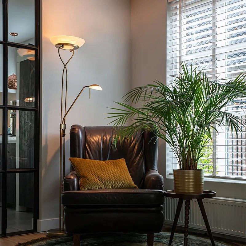 Подова лампа бронз с LED и димер с лампа за четене - Empoli