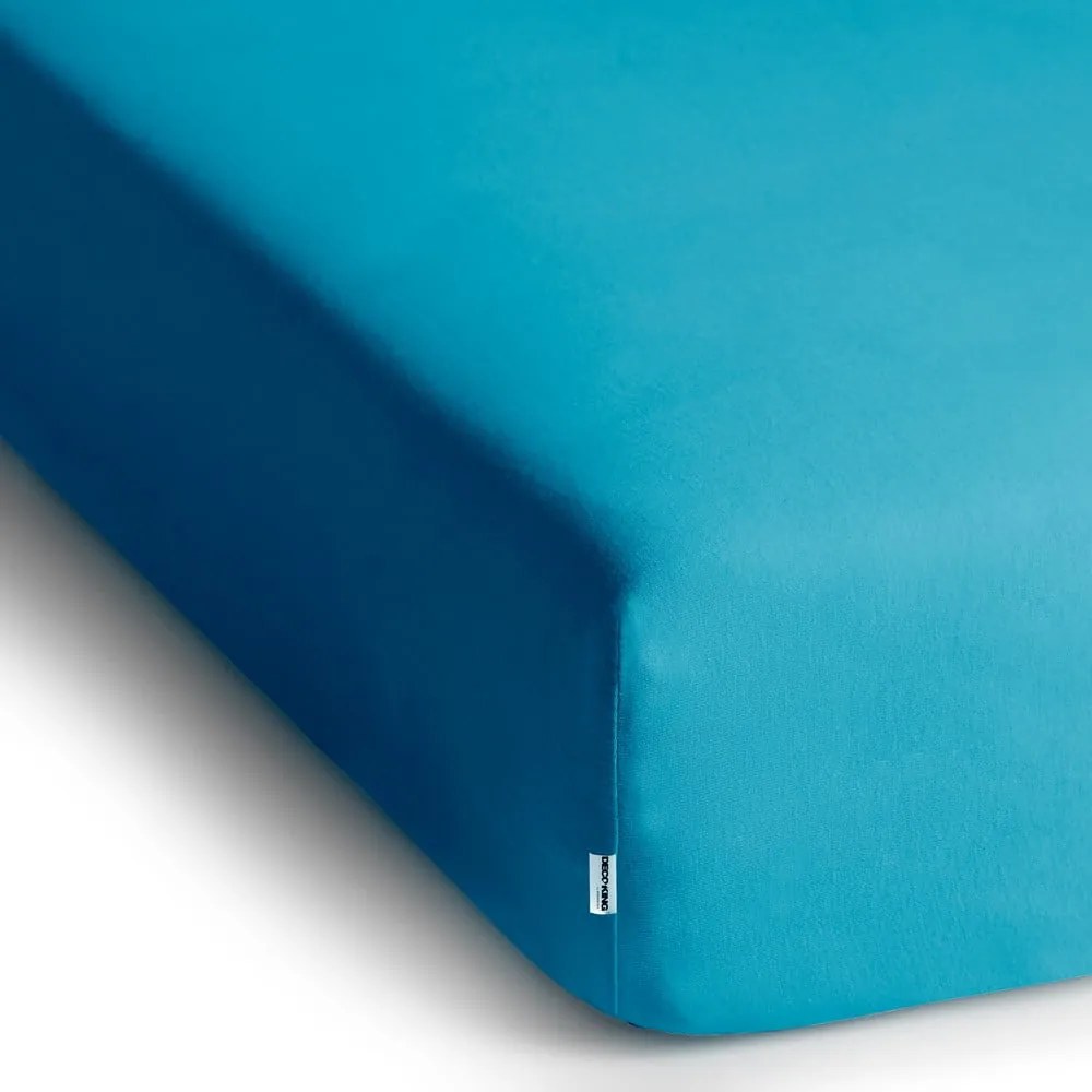 Син еластичен чаршаф от джърси 120x200 cm Amber – Restilo