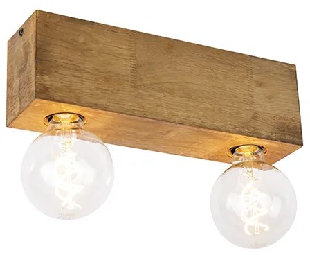 Ръстичен таванен прожектор винтидж дърво 2-светлина - Bloc