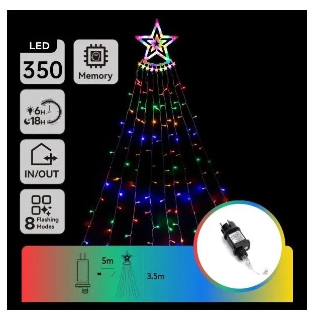 Aigostar - LED RGBY Външна коледна украса 350xLED/6W/230V 3,5m IP44