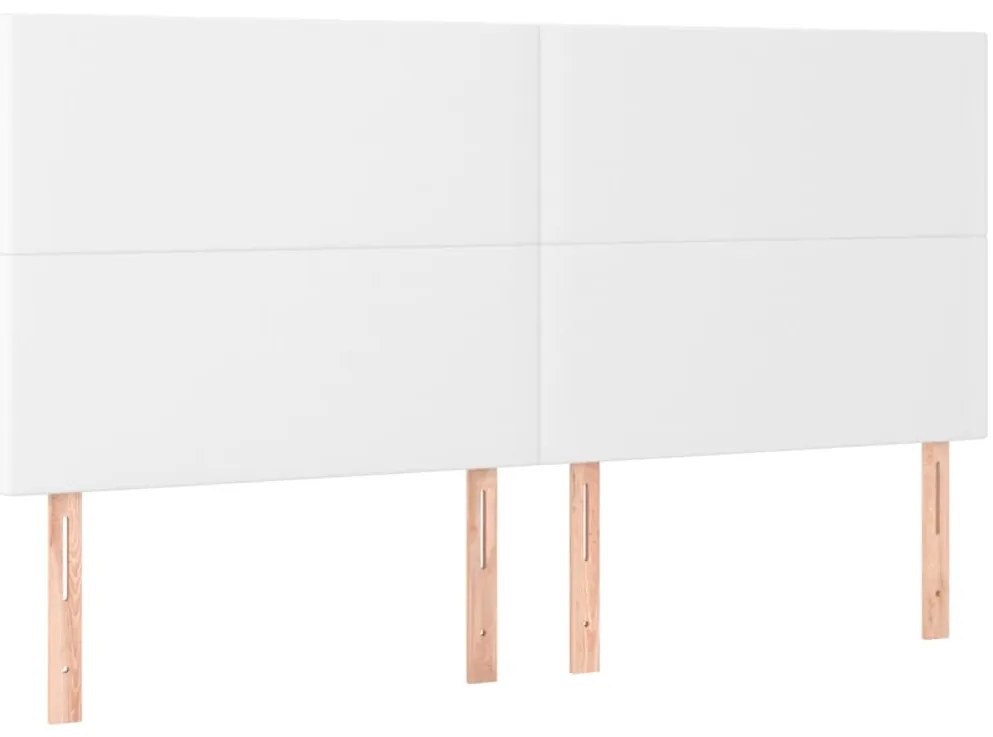 3116149 vidaXL Табла за легло, бяла, 160x5x118/128 см, изкуствена кожа