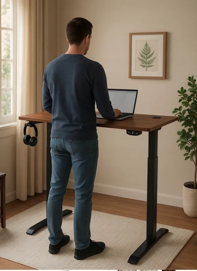 Електрическа маса с регулируема височина 72 - 117 см - орех, черно Ширина: 60 см | Дължина: 140 см