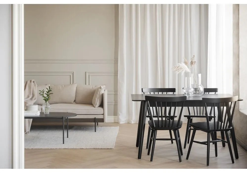 Черна маса за хранене , 140 x 90 cm Lotta - Rowico