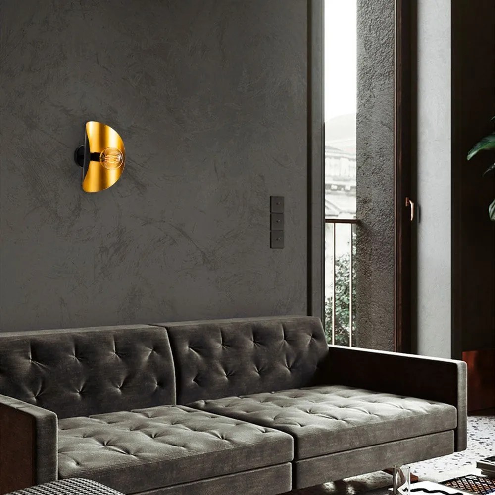 Черна и златисто стенна лампа Sivani – Opviq lights