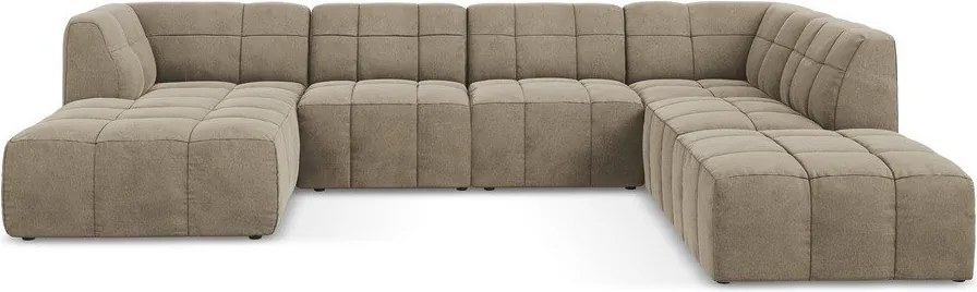 Кафяв кадифен ъглов диван (U форма) Aloha – Makamii